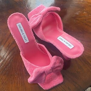 Chelsea & Violet Pink Bow Mules